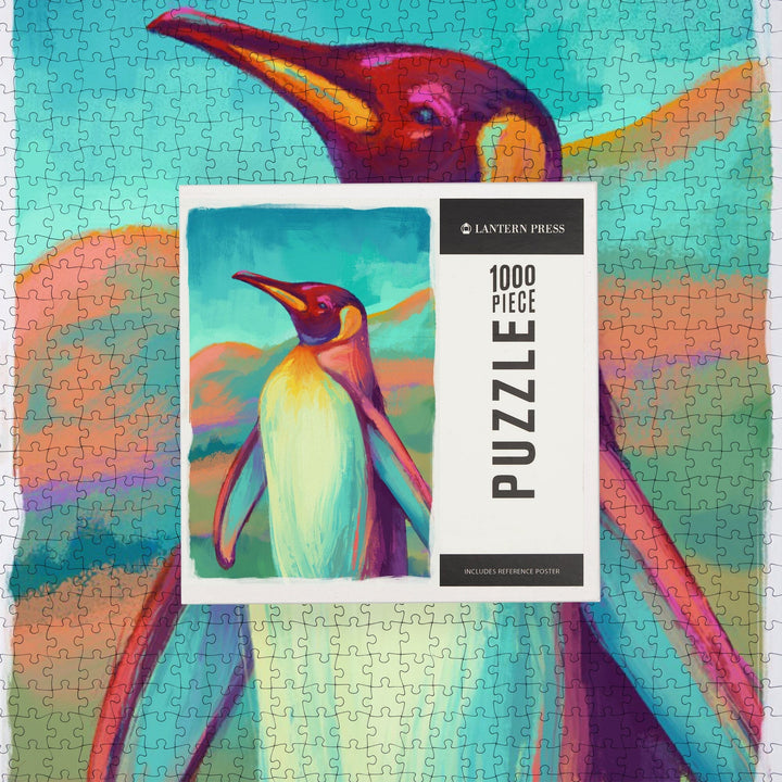 King Penguin, Vivid, Jigsaw Puzzle Puzzle Lantern Press 