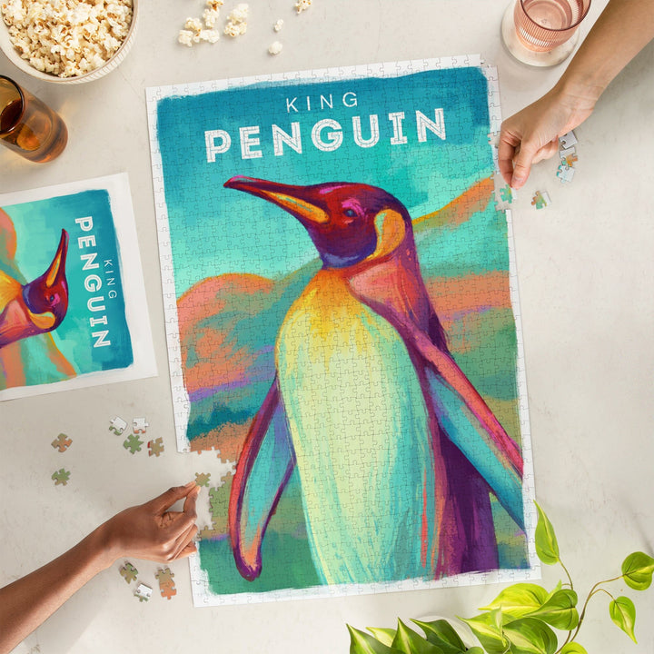 King Penguin, Vivid Series, Jigsaw Puzzle Puzzle Lantern Press 