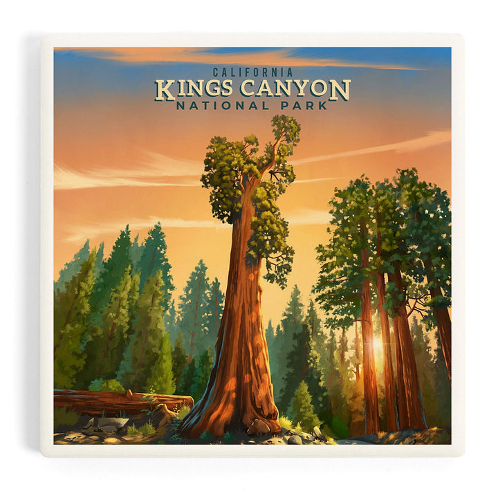 Kings Canyon National Park, California, General Grant, Oil Painting, Coasters Coasters Lantern Press 