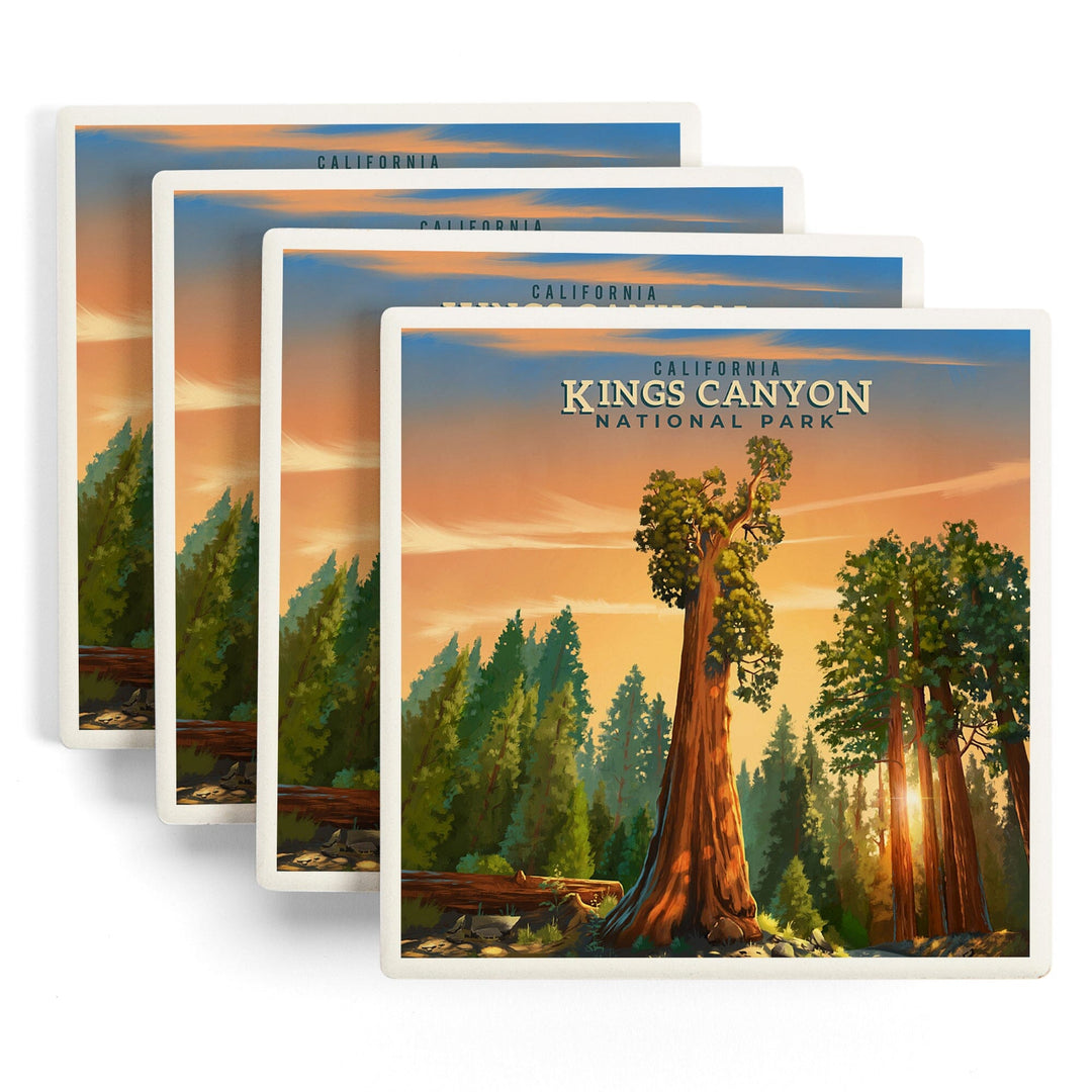 Kings Canyon National Park, California, General Grant, Oil Painting, Coasters Coasters Lantern Press 