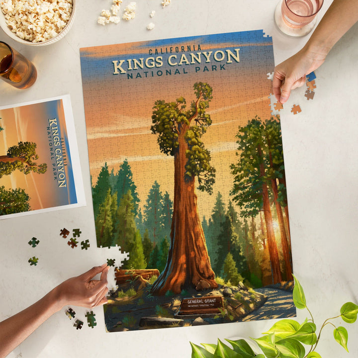 Kings Canyon National Park, California, General Grant, Oil Painting, Jigsaw Puzzle - Lantern Press