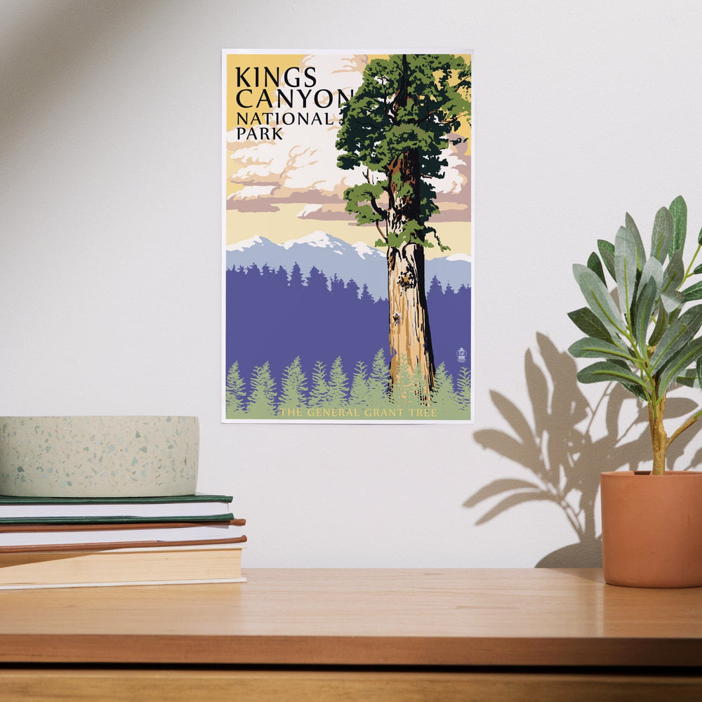 Kings Canyon National Park, California, General Grant Tree and Mountains, Art & Giclee Prints Art Lantern Press 