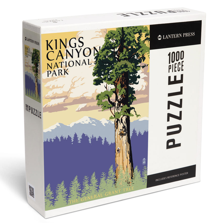 Kings Canyon National Park, California, General Grant Tree and Mountains, Jigsaw Puzzle Puzzle Lantern Press 