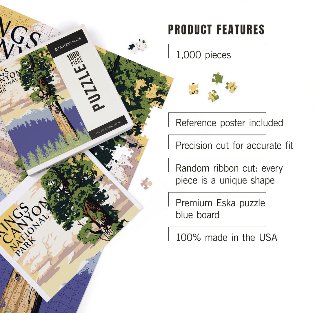 Kings Canyon National Park, California, General Grant Tree and Mountains, Jigsaw Puzzle Puzzle Lantern Press 