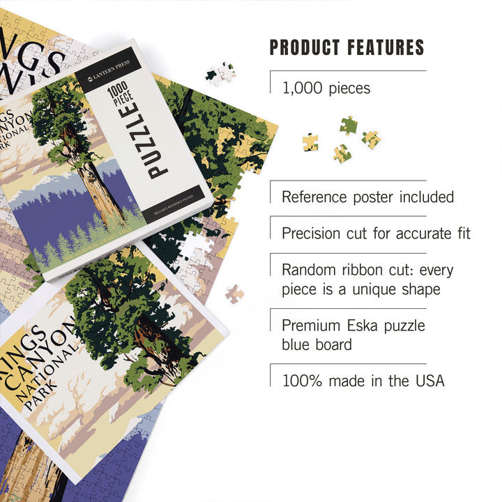 Kings Canyon National Park, California, General Grant Tree and Mountains, Jigsaw Puzzle Puzzle Lantern Press 