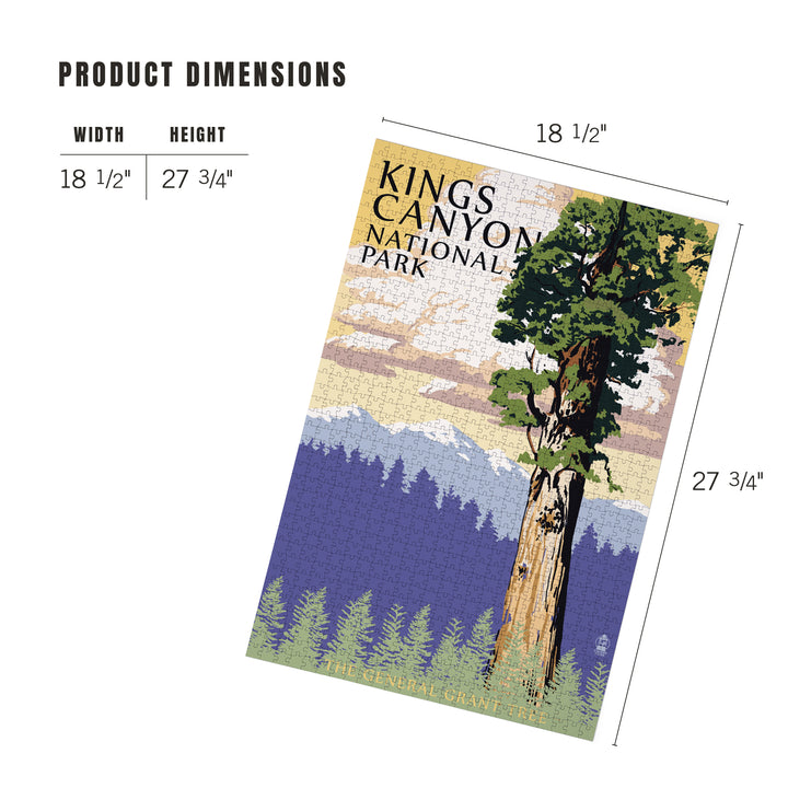 Kings Canyon National Park, California, General Grant Tree and Mountains, Jigsaw Puzzle Puzzle Lantern Press 