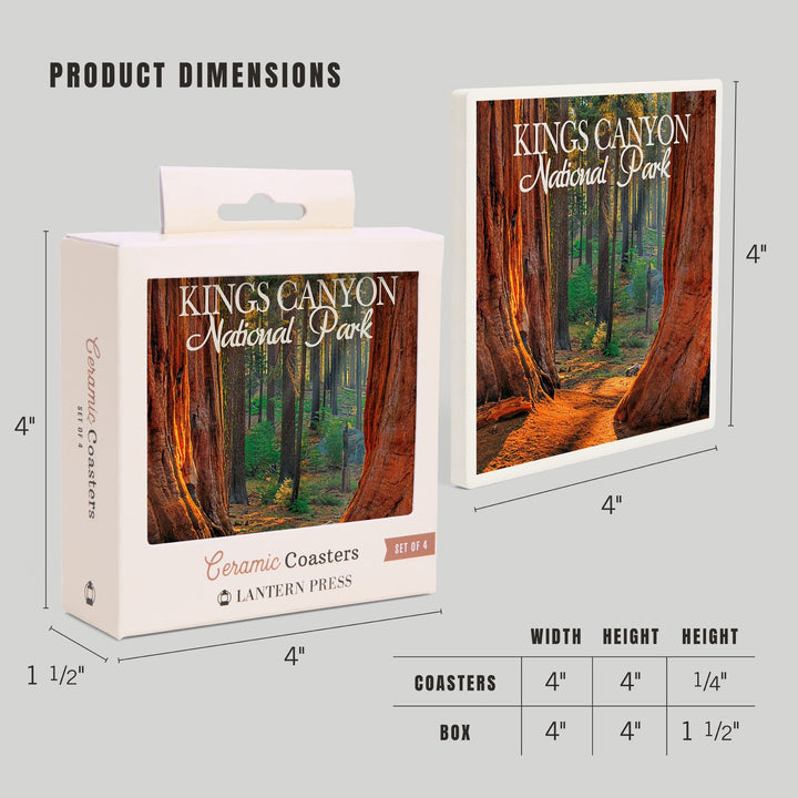 Kings Canyon National Park, California, Grants Grove, Lantern Press Photography, Coaster Set - Lantern Press