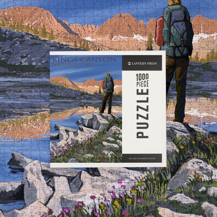 Kings Canyon National Park, California, Hiker and Lake, Jigsaw Puzzle - Lantern Press