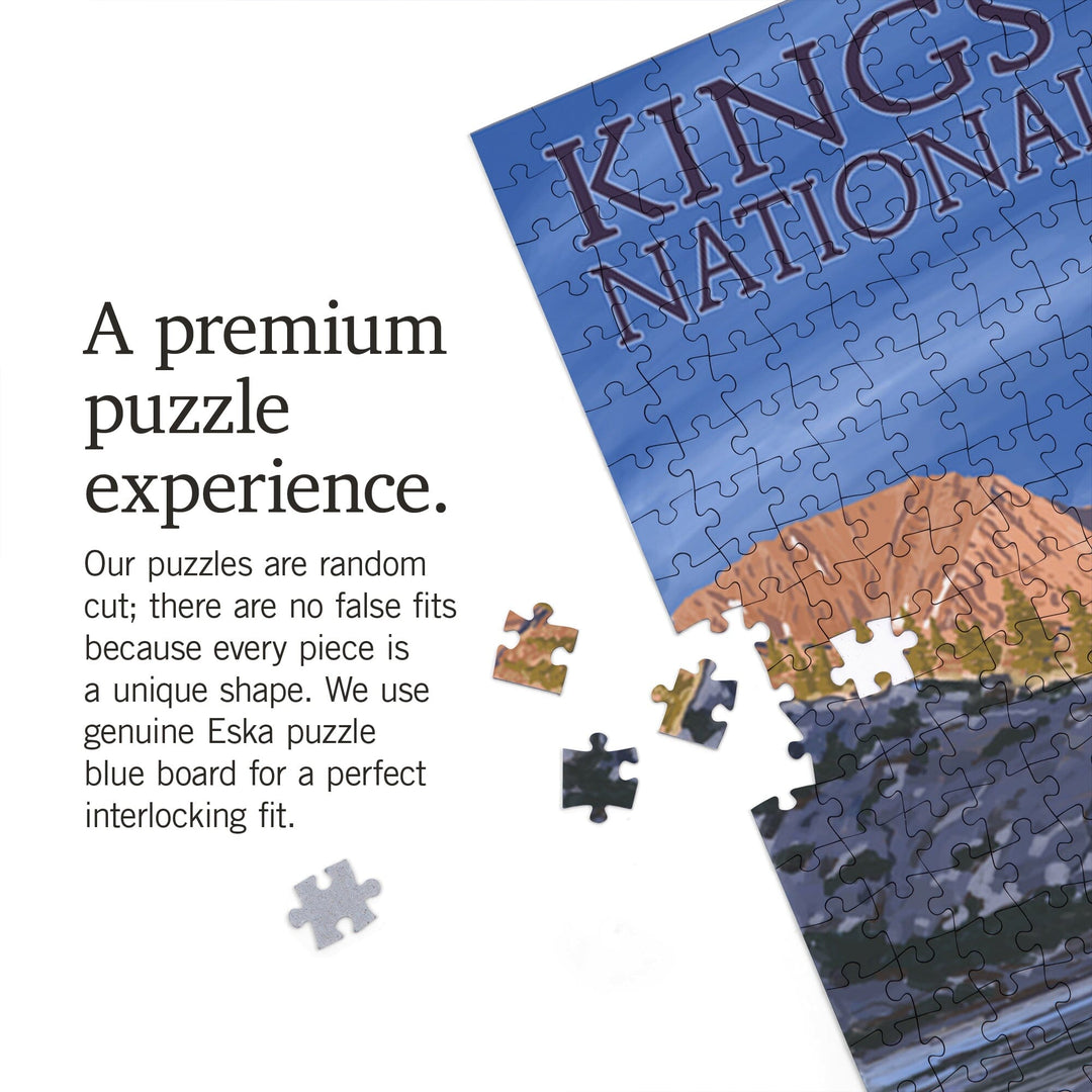 Kings Canyon National Park, California, Hiker and Lake, Jigsaw Puzzle Puzzle Lantern Press 