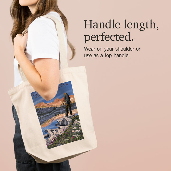 Kings Canyon National Park, California, Hiker and Lake, Tote Bag Totes Lantern Press 
