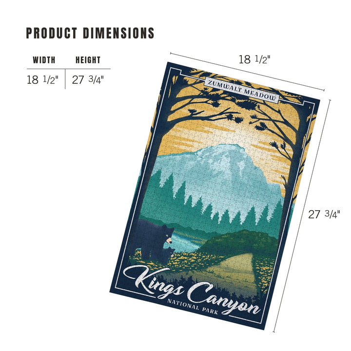 Kings Canyon National Park, California, Lithograph National Park Series, Zumwalt Meadow, Jigsaw Puzzle Puzzle Lantern Press 