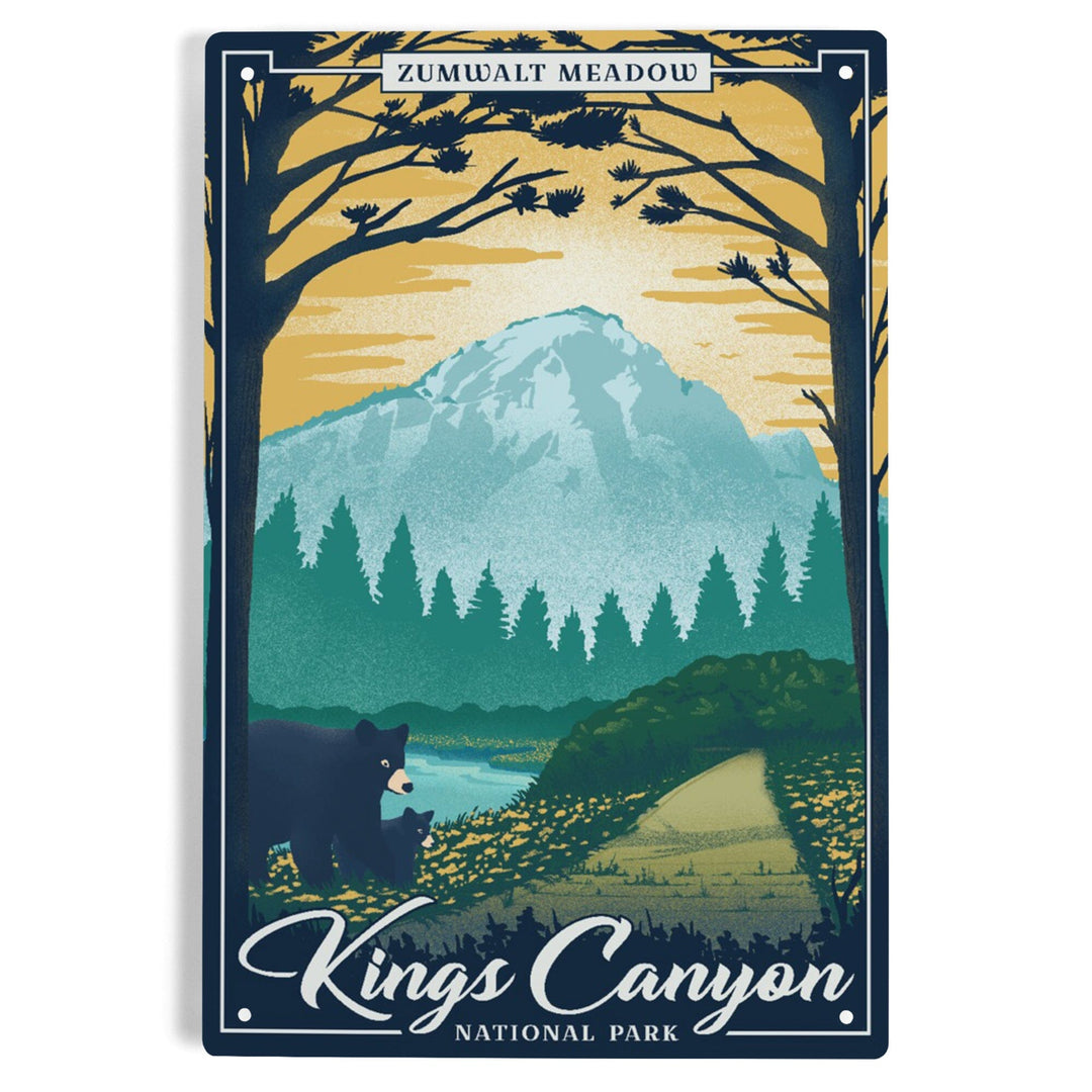 Kings Canyon National Park, California, Lithograph National Park Series, Zumwalt Meadow, Metal Signs Metal Lantern Press 