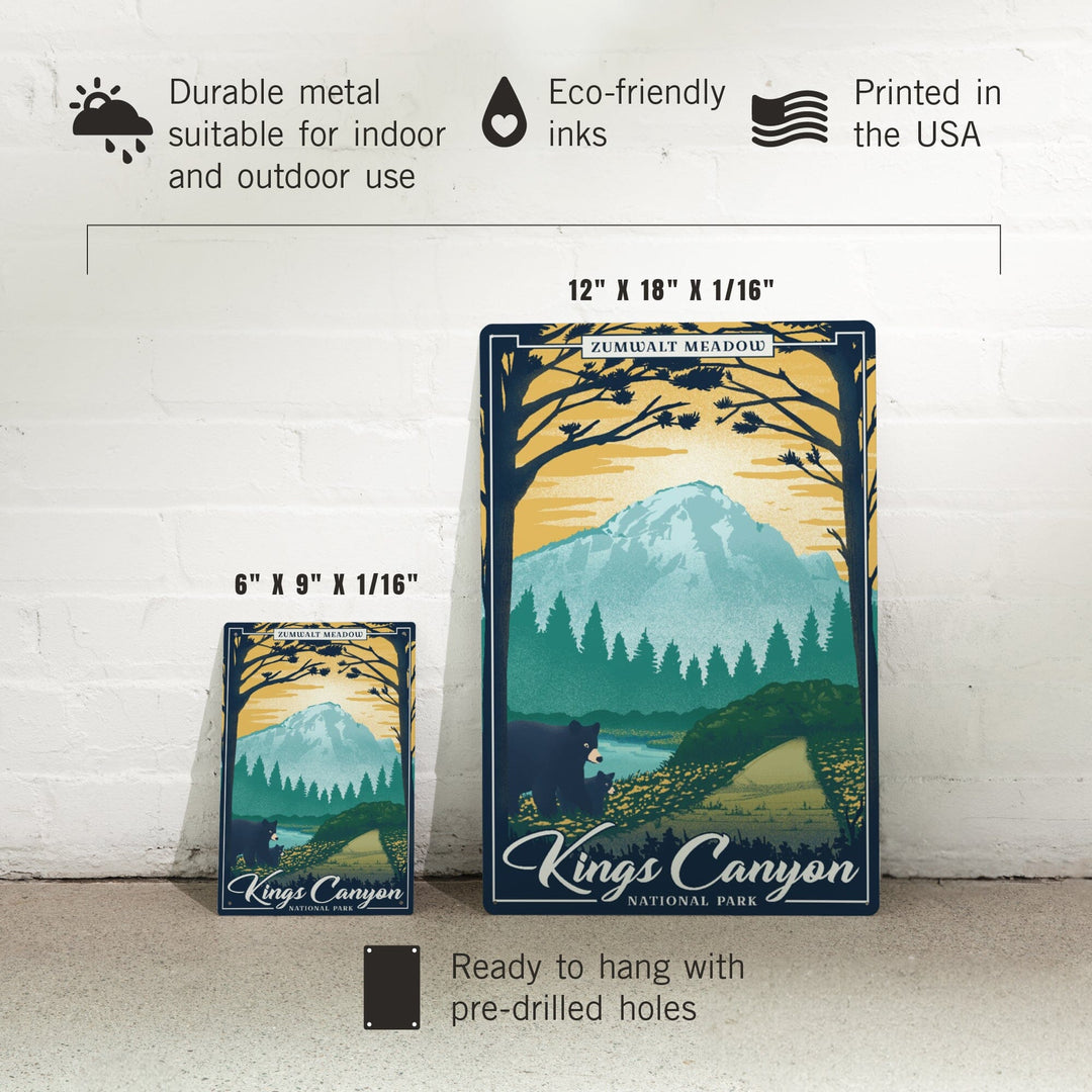 Kings Canyon National Park, California, Lithograph National Park Series, Zumwalt Meadow, Metal Signs Metal Lantern Press 