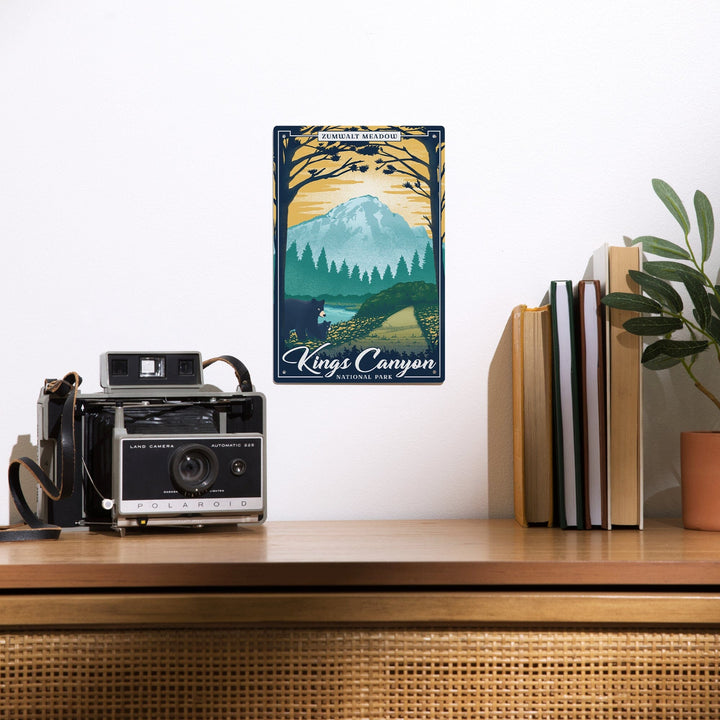 Kings Canyon National Park, California, Lithograph National Park Series, Zumwalt Meadow, Metal Signs Metal Lantern Press 