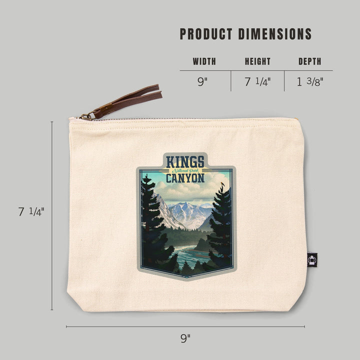 Kings Canyon National Park, California, Lithograph Series,, Organic Cotton Zipper Pouch, Go Bag Go Bag Lantern Press 