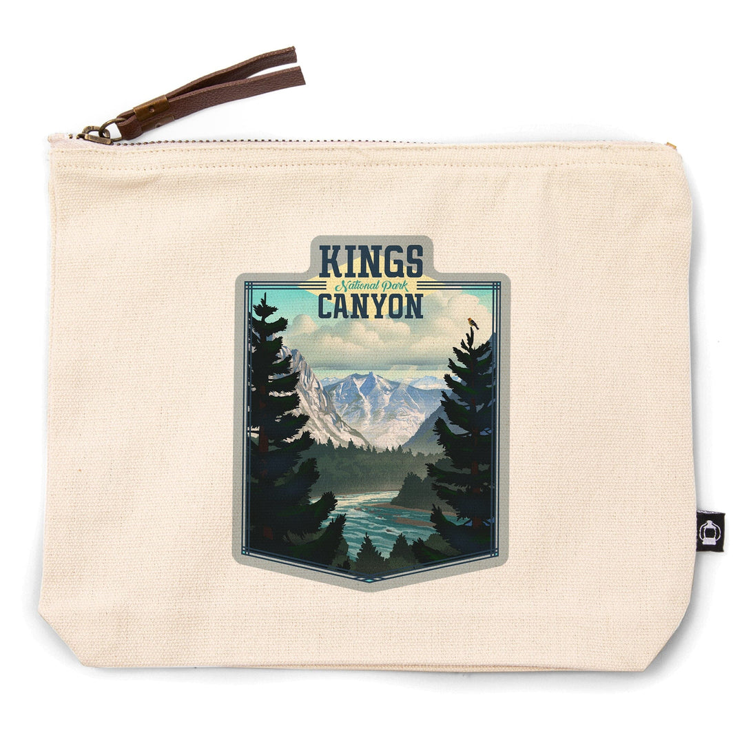 Kings Canyon National Park, California, Lithograph Series,, Organic Cotton Zipper Pouch, Go Bag Go Bag Lantern Press 