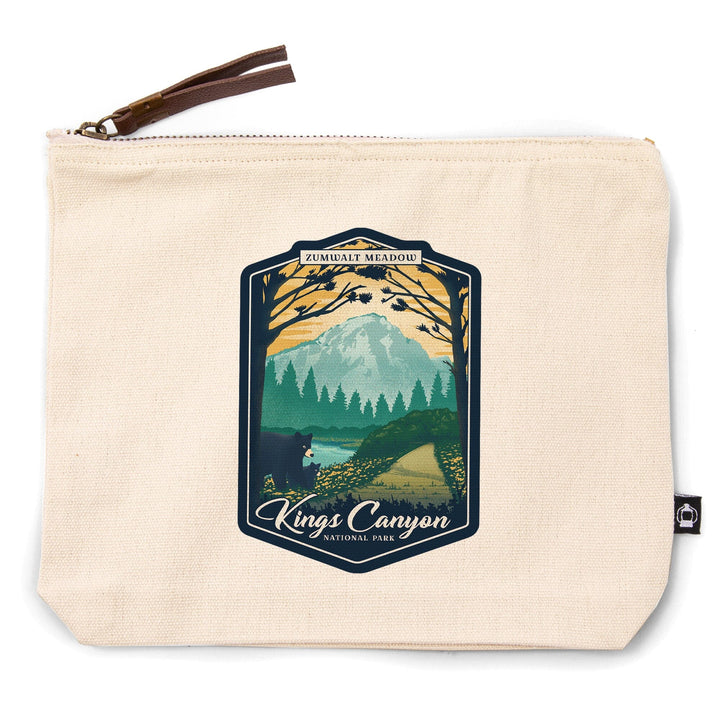 Kings Canyon National Park, California, Lithograph, Zumwalt Meadow,, Organic Cotton Zipper Pouch, Go Bag Go Bag Lantern Press 