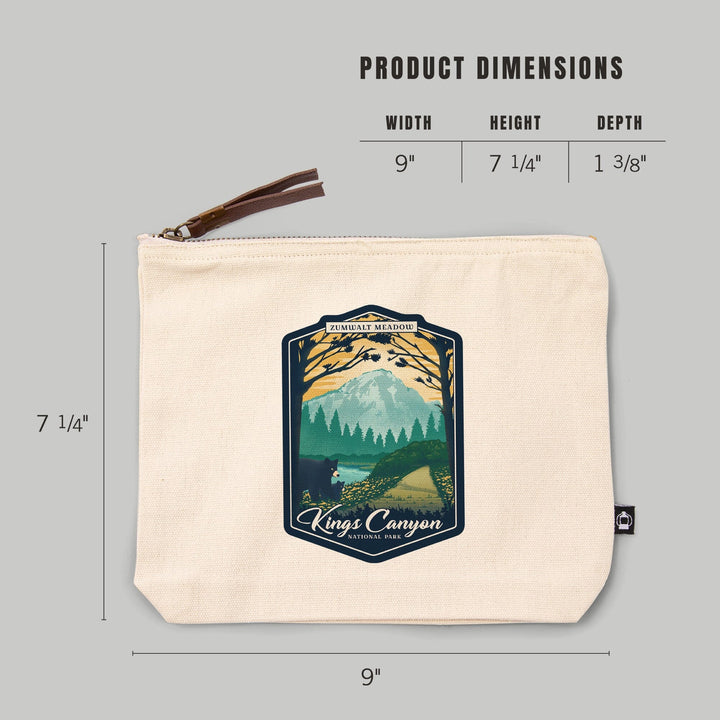 Kings Canyon National Park, California, Lithograph, Zumwalt Meadow,, Organic Cotton Zipper Pouch, Go Bag Go Bag Lantern Press 