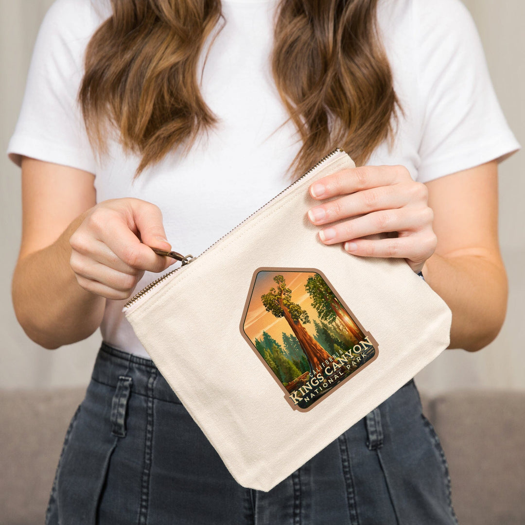 Kings Canyon National Park, California, Oil Painting, General Grant,, Organic Cotton Zipper Pouch, Go Bag Go Bag Lantern Press 
