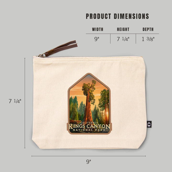 Kings Canyon National Park, California, Oil Painting, General Grant,, Organic Cotton Zipper Pouch, Go Bag Go Bag Lantern Press 