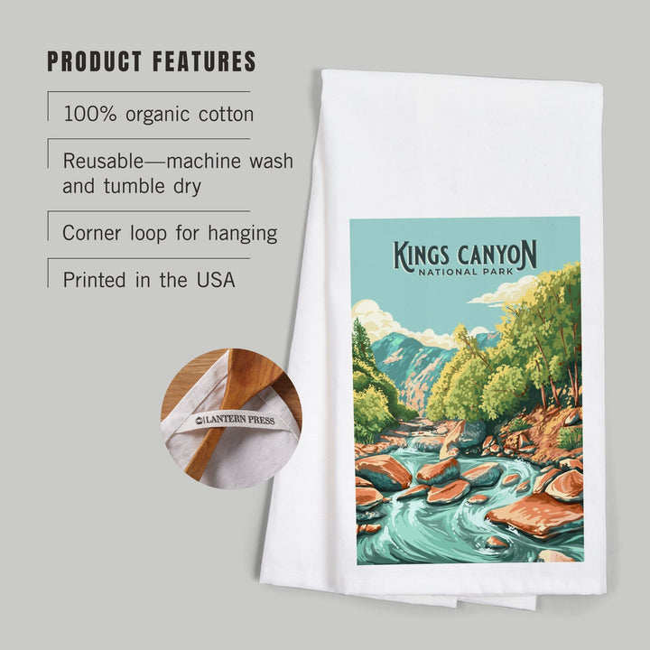 Kings Canyon National Park, California, Painterly National Park Series, Organic Cotton Kitchen Tea Towels - Lantern Press