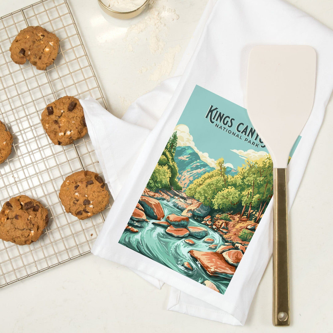 Kings Canyon National Park, California, Painterly National Park Series, Organic Cotton Kitchen Tea Towels Kitchen Lantern Press 