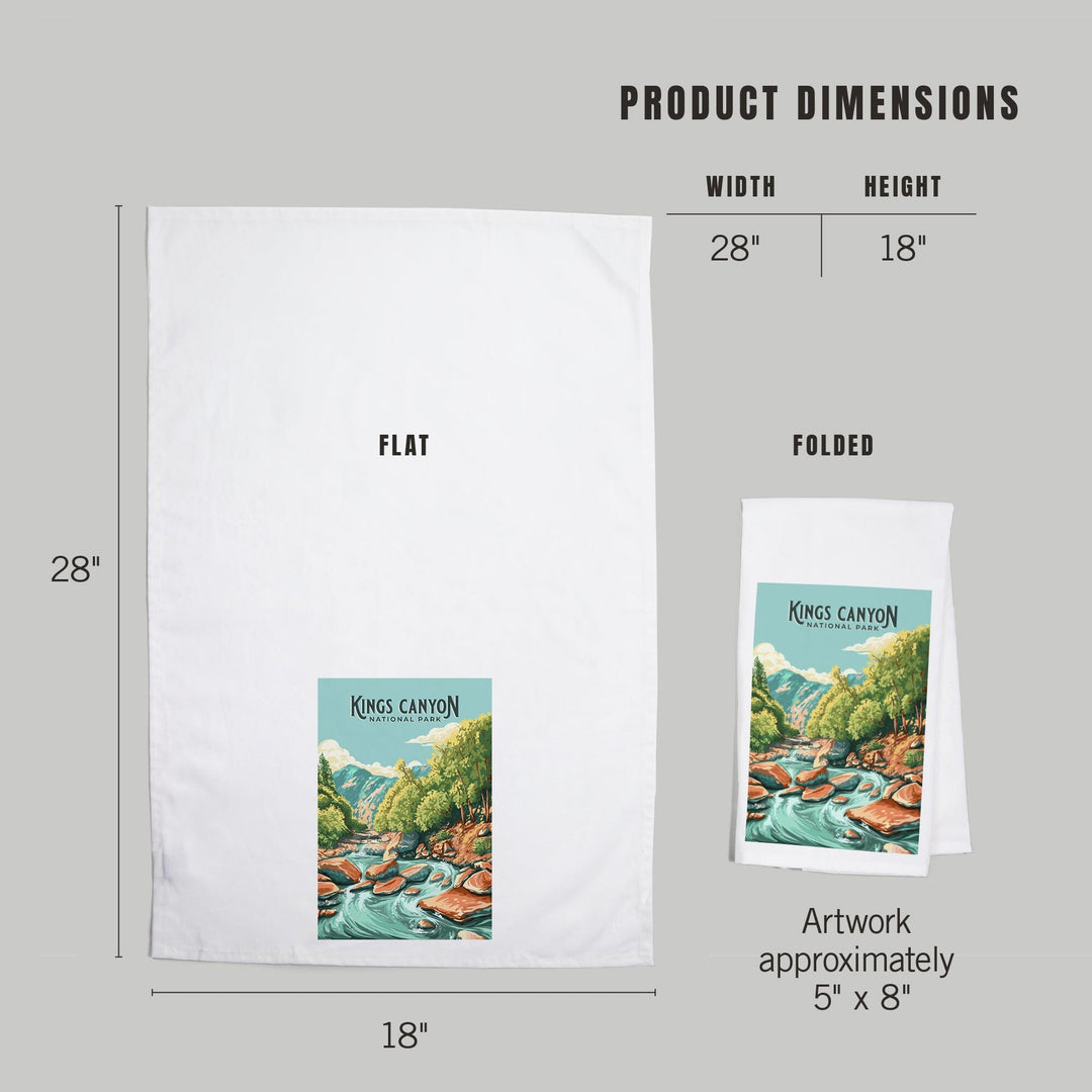 Kings Canyon National Park, California, Painterly National Park Series, Organic Cotton Kitchen Tea Towels Kitchen Lantern Press 
