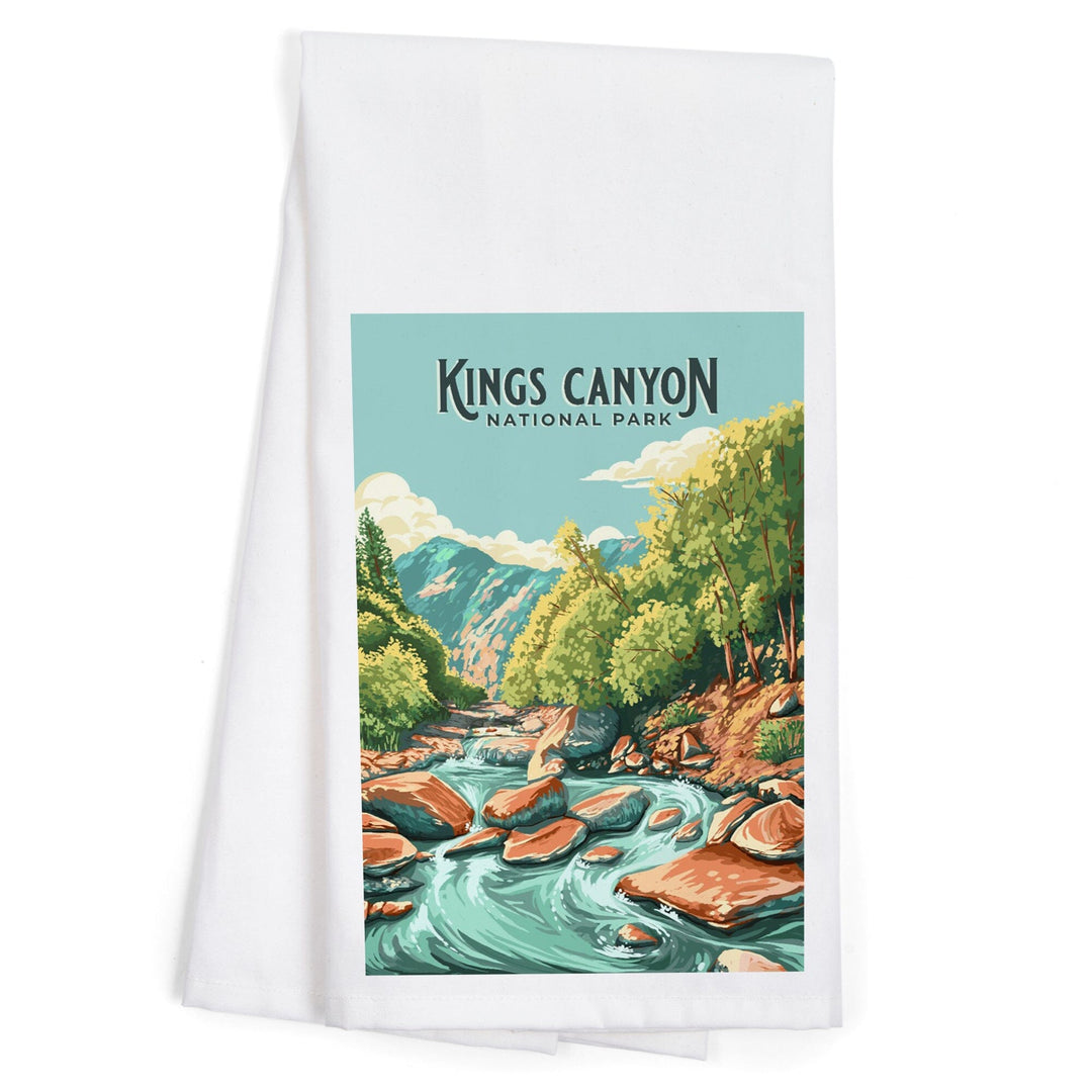 Kings Canyon National Park, California, Painterly National Park Series, Organic Cotton Kitchen Tea Towels - Lantern Press