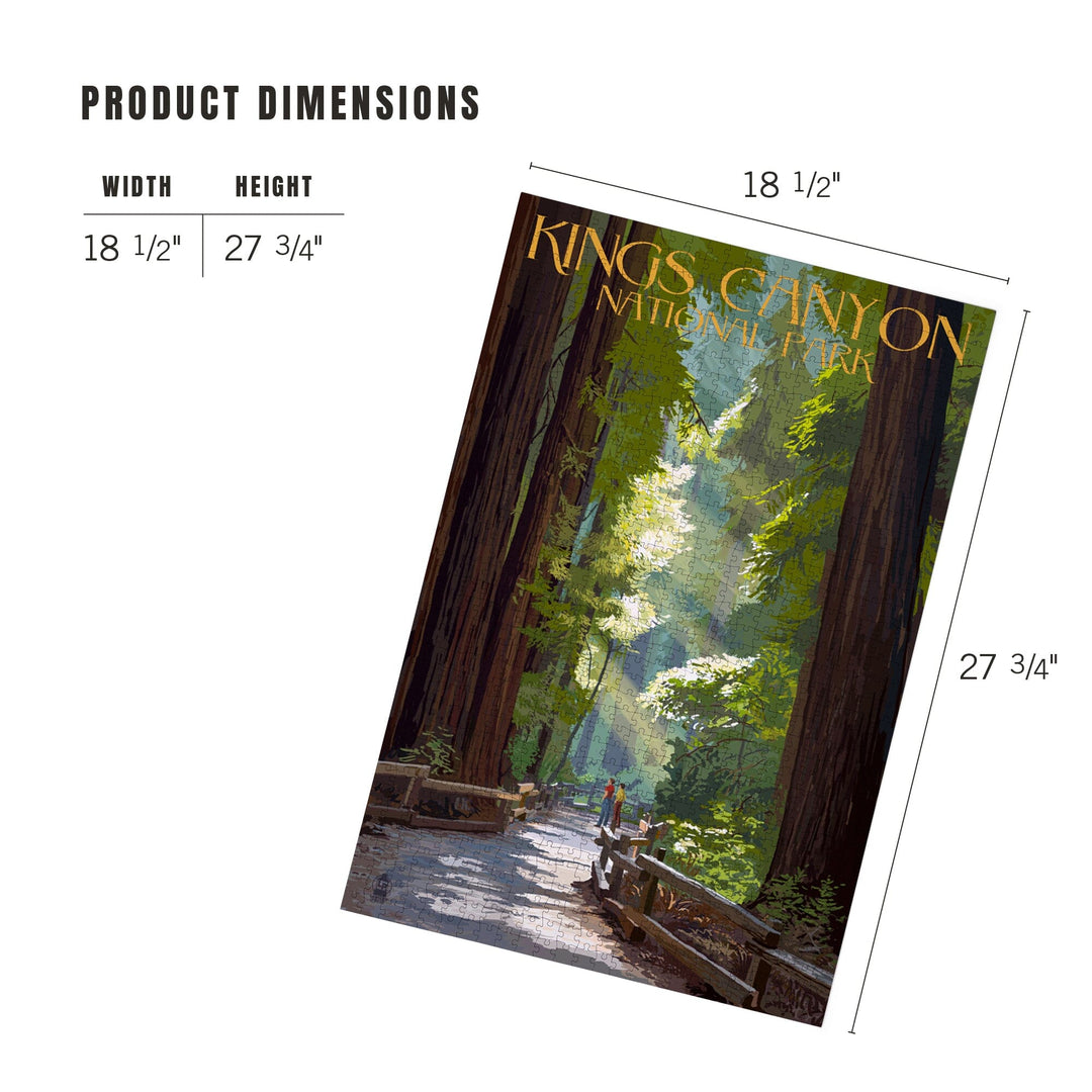 Kings Canyon National Park, California, Pathway and Hikers, Jigsaw Puzzle Puzzle Lantern Press 