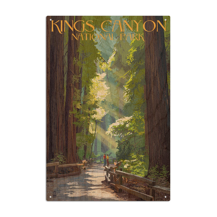 Kings Canyon National Park, California, Pathway & Hikers, Lantern Press Artwork, Wood Signs and Postcards Wood Lantern Press 10 x 15 Wood Sign 
