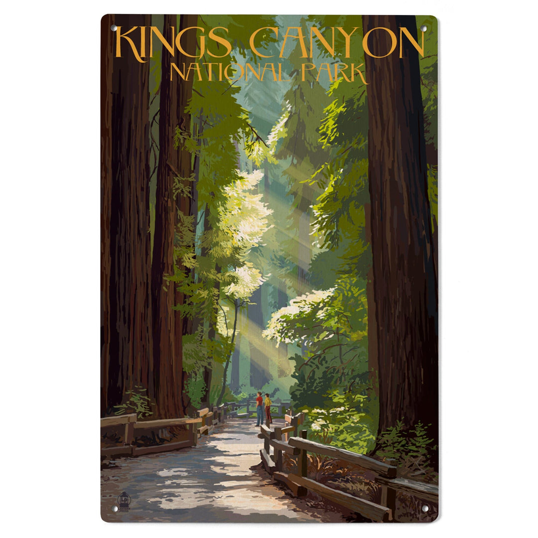 Kings Canyon National Park, California, Pathway & Hikers, Lantern Press Artwork, Wood Signs and Postcards Wood Lantern Press 
