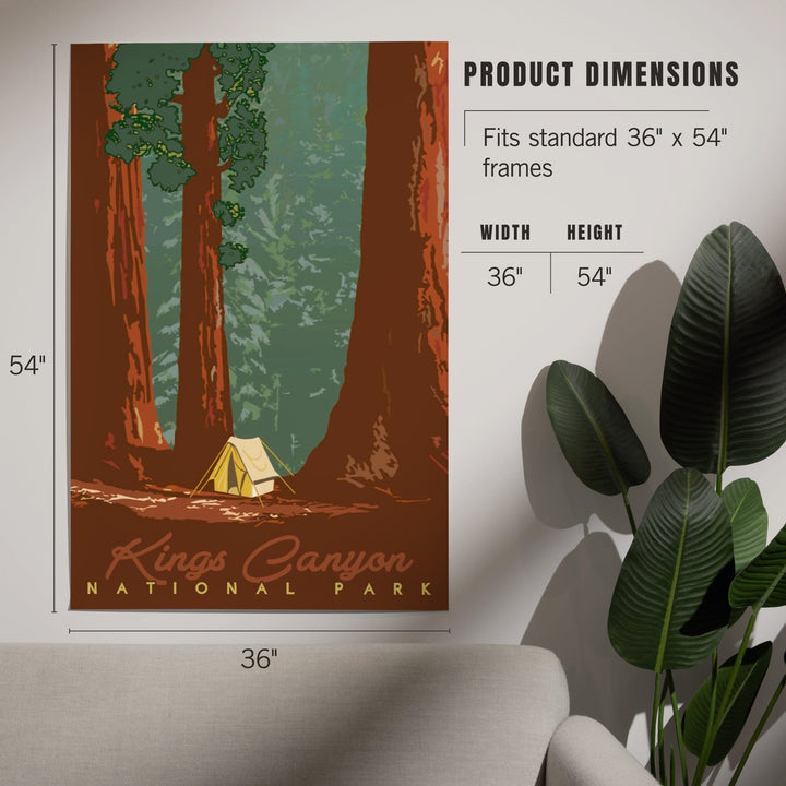 Kings Canyon National Park, California, Redwood Forest View, Sequoias and Tent Press, Art & Giclee Prints Art Lantern Press 