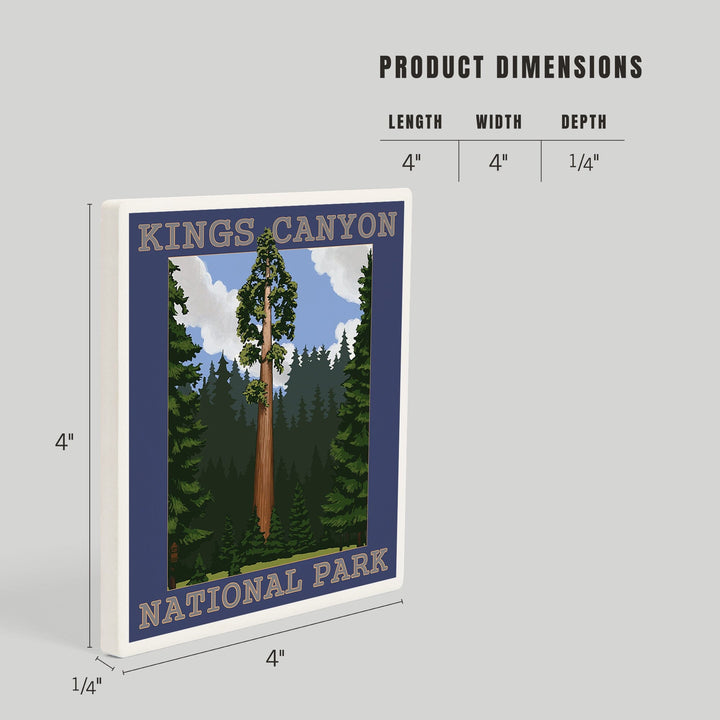 Kings Canyon National Park, California, Sequoia Tree and Mountain Range, Coasters Coasters Lantern Press 