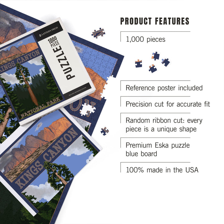 Kings Canyon National Park, California, Sequoia Tree and Mountain Range, Jigsaw Puzzle Puzzle Lantern Press 