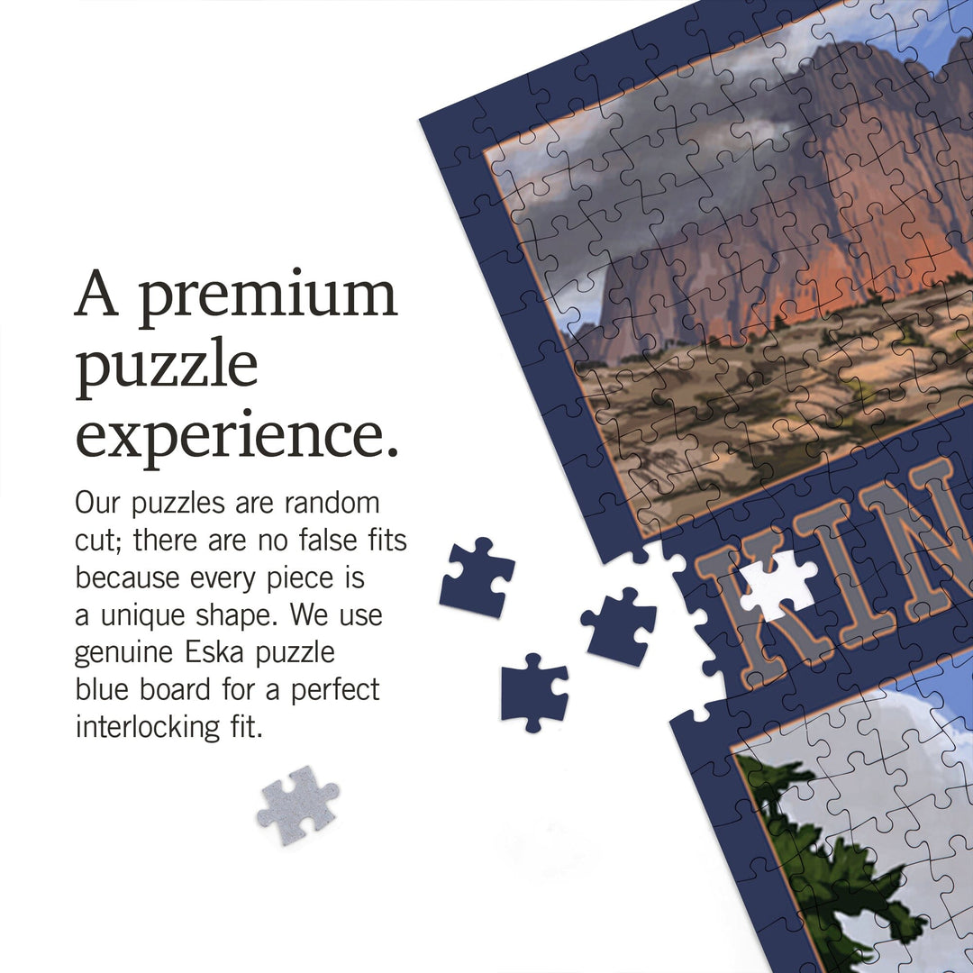 Kings Canyon National Park, California, Sequoia Tree and Mountain Range, Jigsaw Puzzle Puzzle Lantern Press 