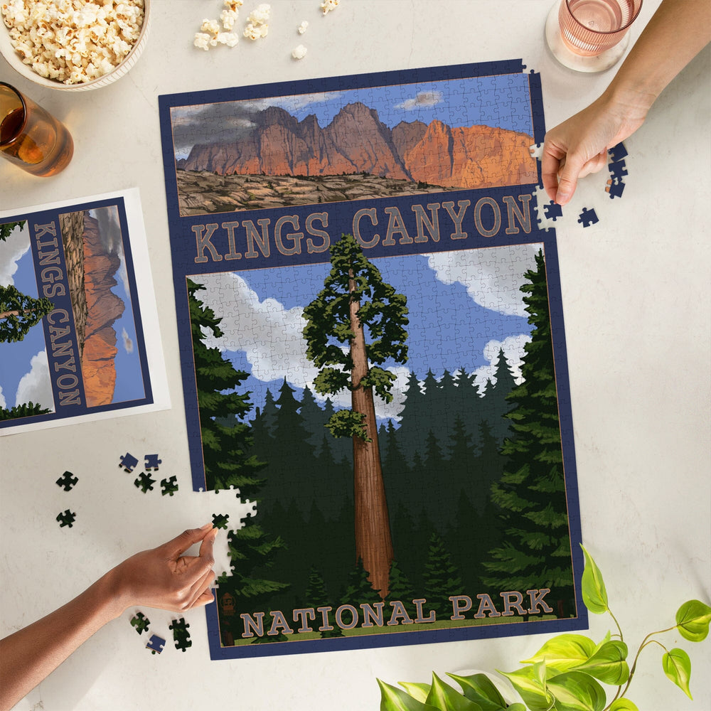 Kings Canyon National Park, California, Sequoia Tree and Mountain Range, Jigsaw Puzzle Puzzle Lantern Press 