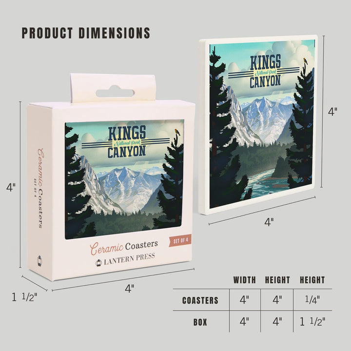 Kings Canyon National Park, Lithograph, Coasters Coasters Lantern Press 