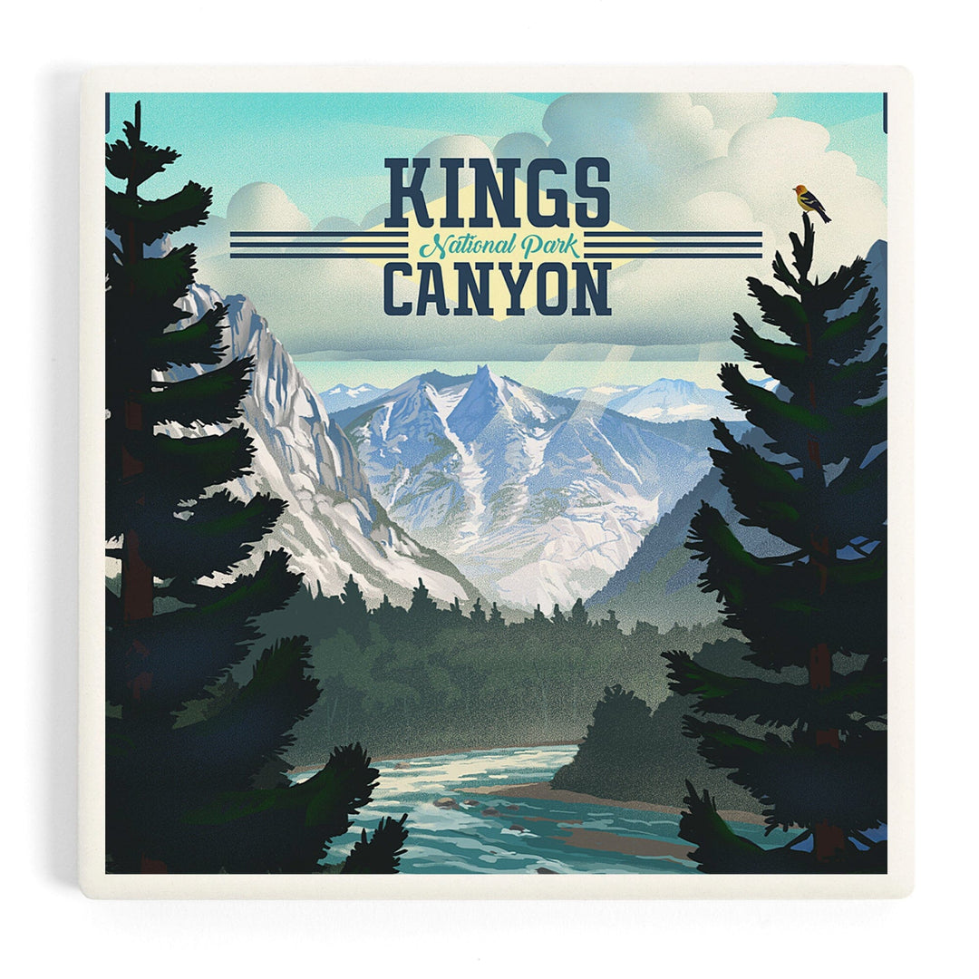 Kings Canyon National Park, Lithograph, Coasters Coasters Lantern Press 