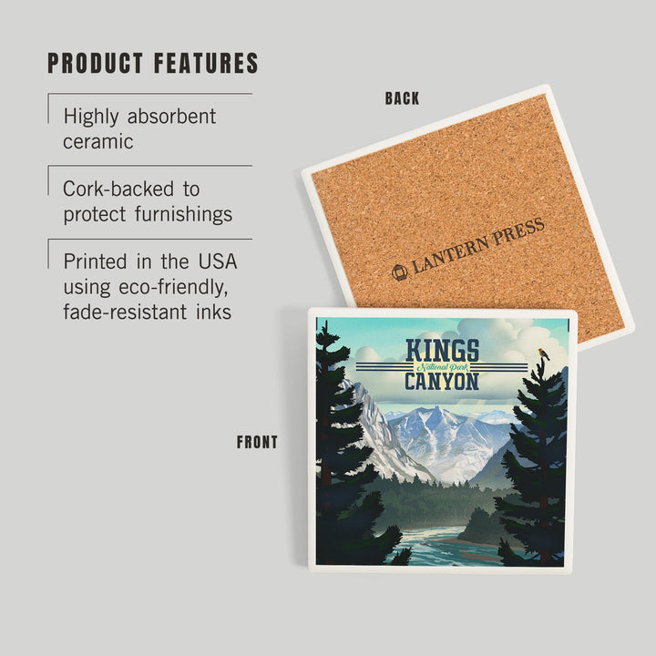 Kings Canyon National Park, Lithograph, Coasters Coasters Lantern Press 