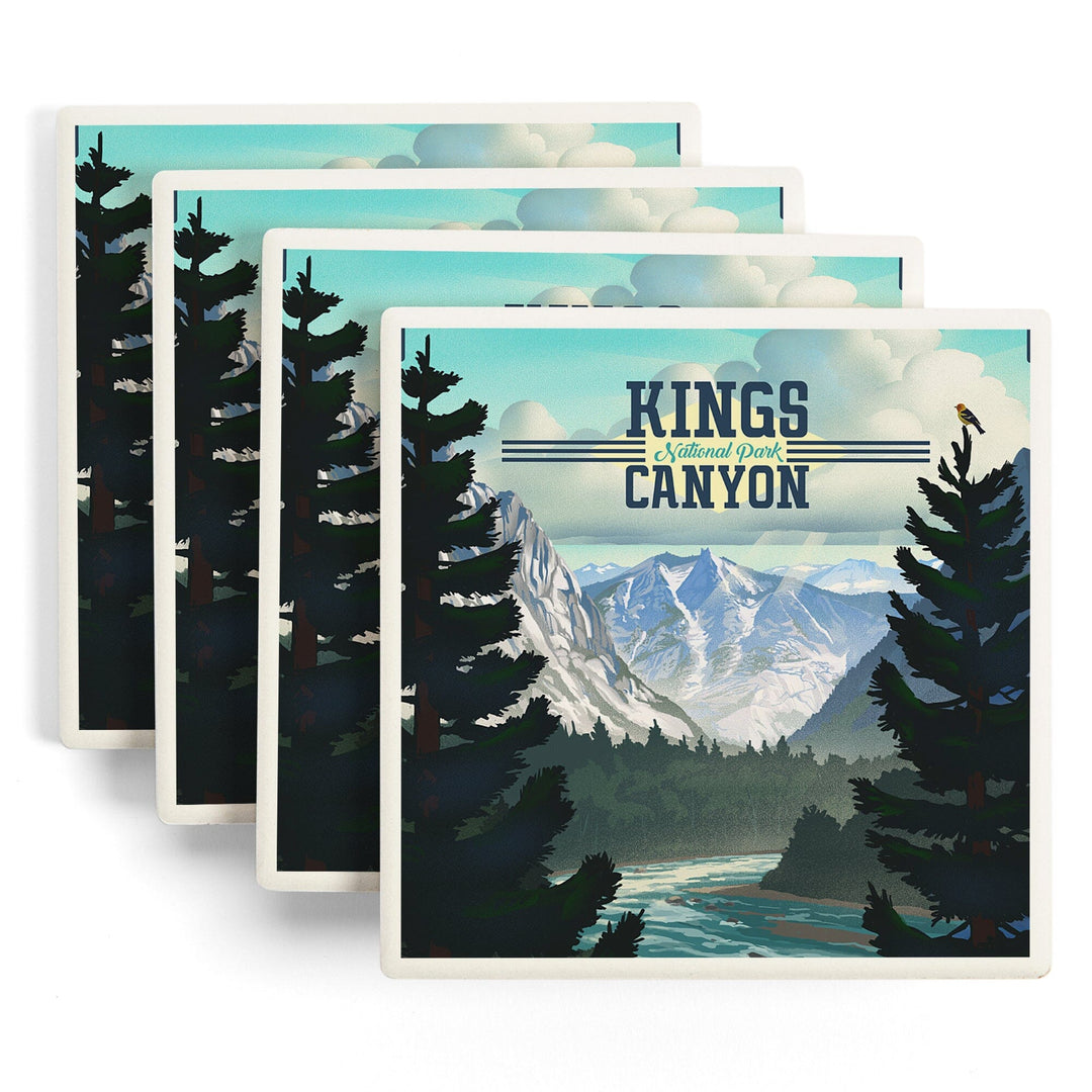 Kings Canyon National Park, Lithograph, Coasters Coasters Lantern Press 