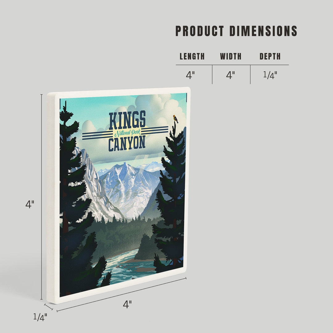 Kings Canyon National Park, Lithograph, Coasters Coasters Lantern Press 