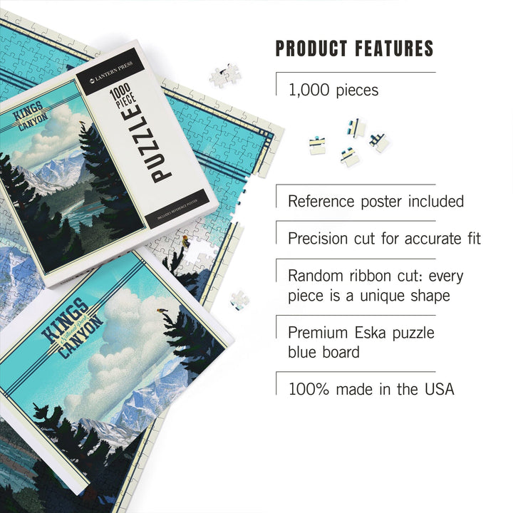 Kings Canyon National Park, Lithograph, Jigsaw Puzzle Puzzle Lantern Press 