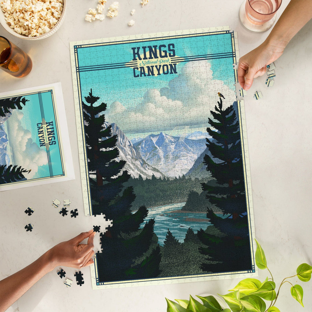 Kings Canyon National Park, Lithograph, Jigsaw Puzzle Puzzle Lantern Press 