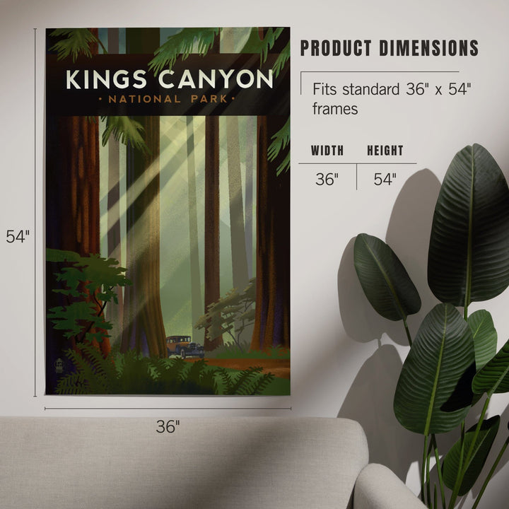 Kings Canyon National Park, Redwood Forest, Geometric Lithograph, Art & Giclee Prints Art Lantern Press 