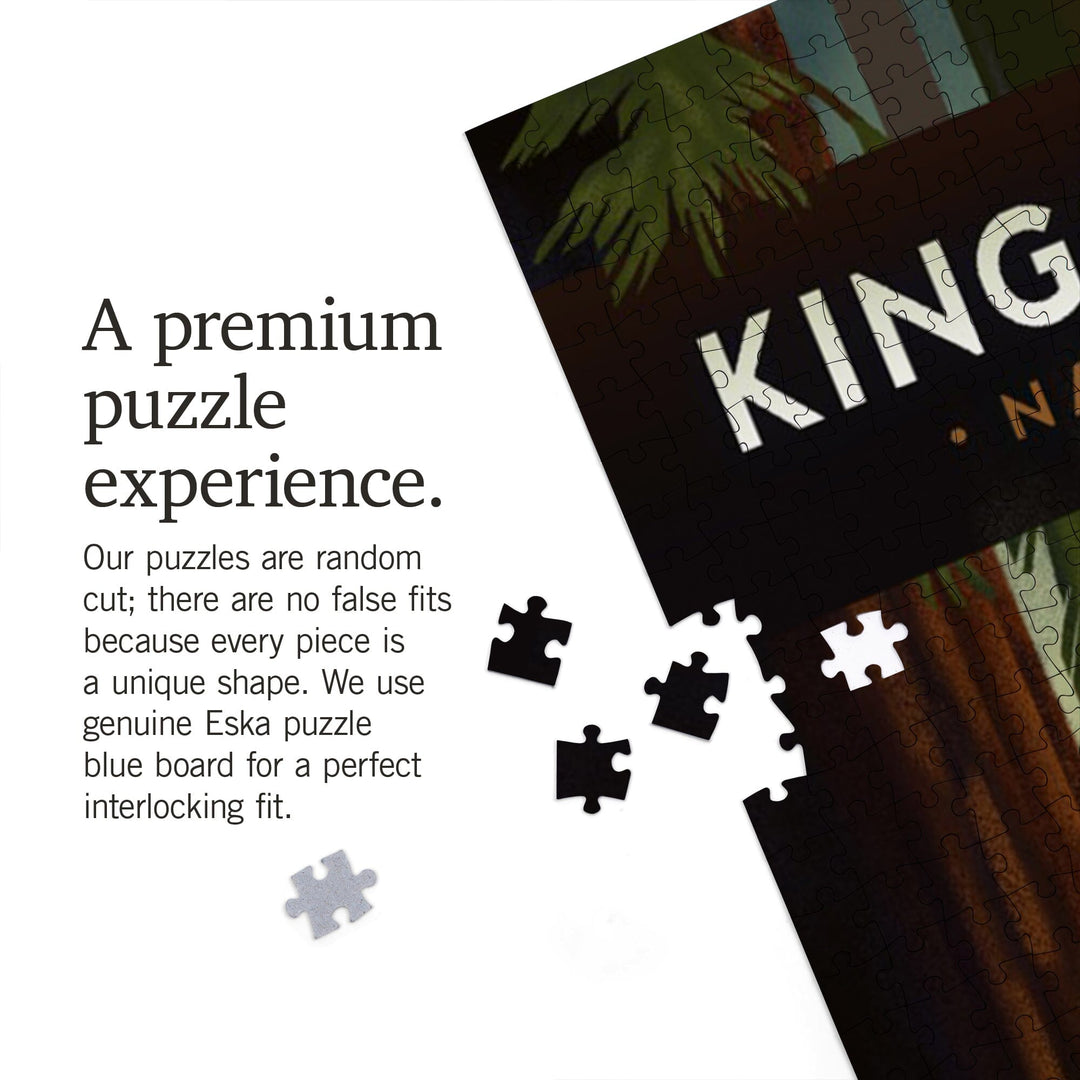 Kings Canyon National Park, Redwood Forest, Geometric Lithograph, Jigsaw Puzzle Puzzle Lantern Press 