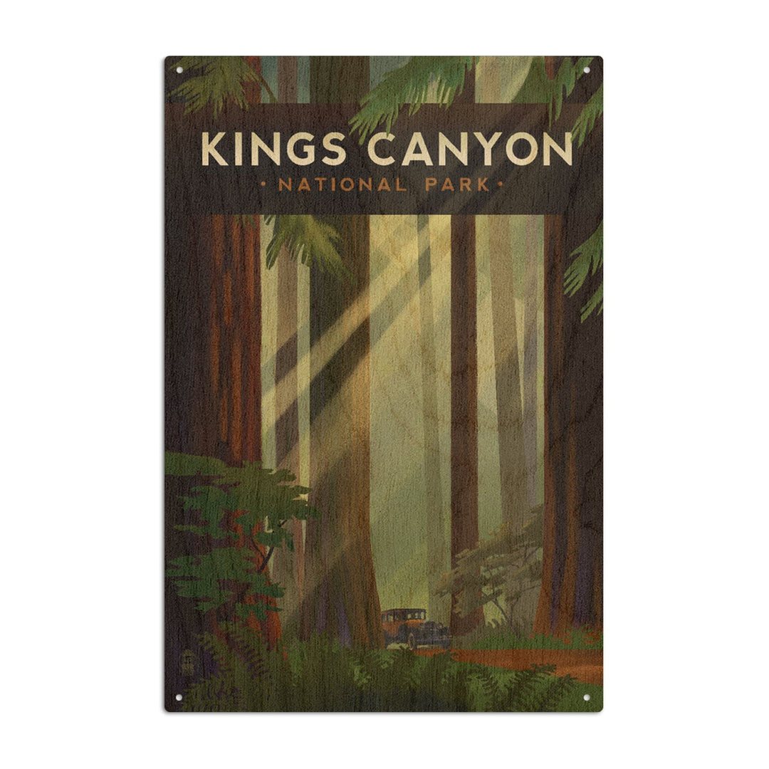 Kings Canyon National Park, Redwood Forest, Geometric Lithograph, Lantern Press Artwork, Wood Signs and Postcards Wood Lantern Press 10 x 15 Wood Sign 