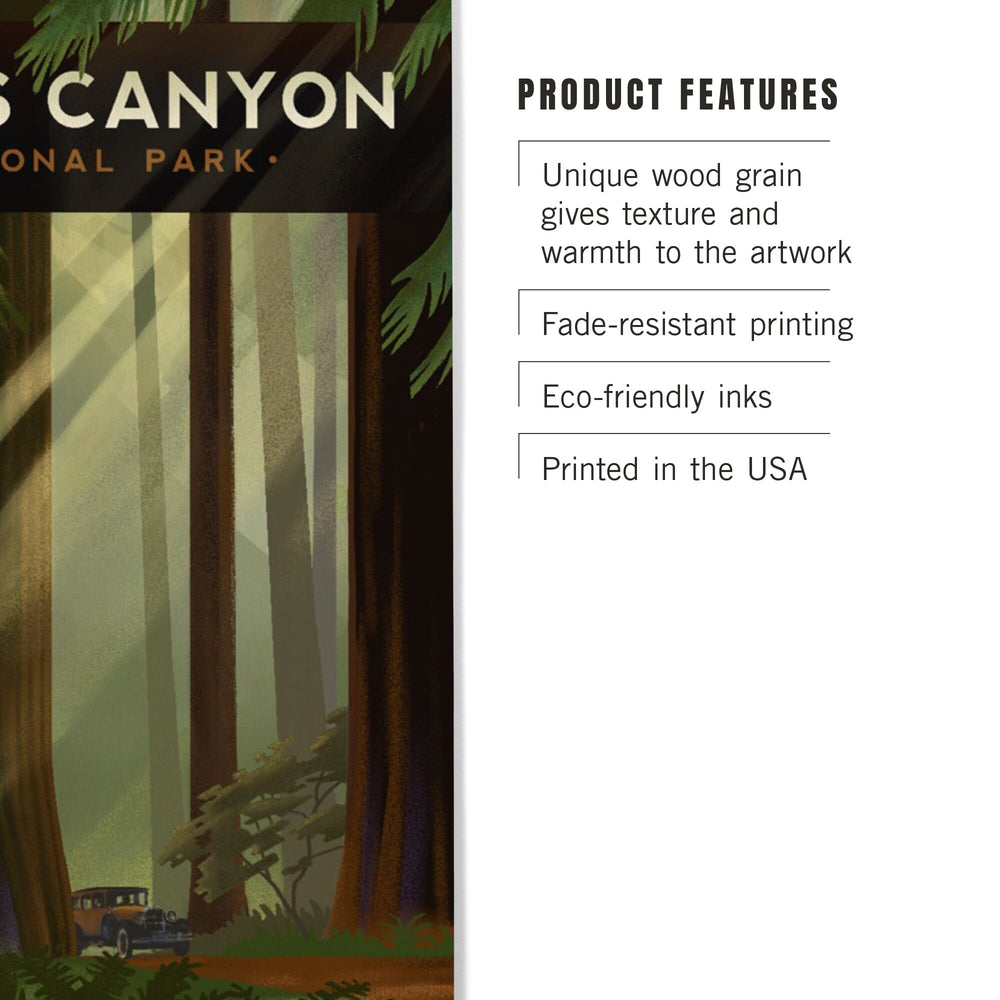 Kings Canyon National Park, Redwood Forest, Geometric Lithograph, Lantern Press Artwork, Wood Signs and Postcards Wood Lantern Press 