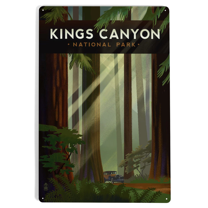 Kings Canyon National Park, Redwood Forest, Geometric Lithograph, Metal Signs Metal Lantern Press 