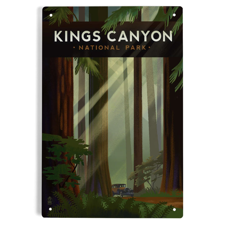 Kings Canyon National Park, Redwood Forest, Geometric Lithograph, Metal Signs Metal Lantern Press 