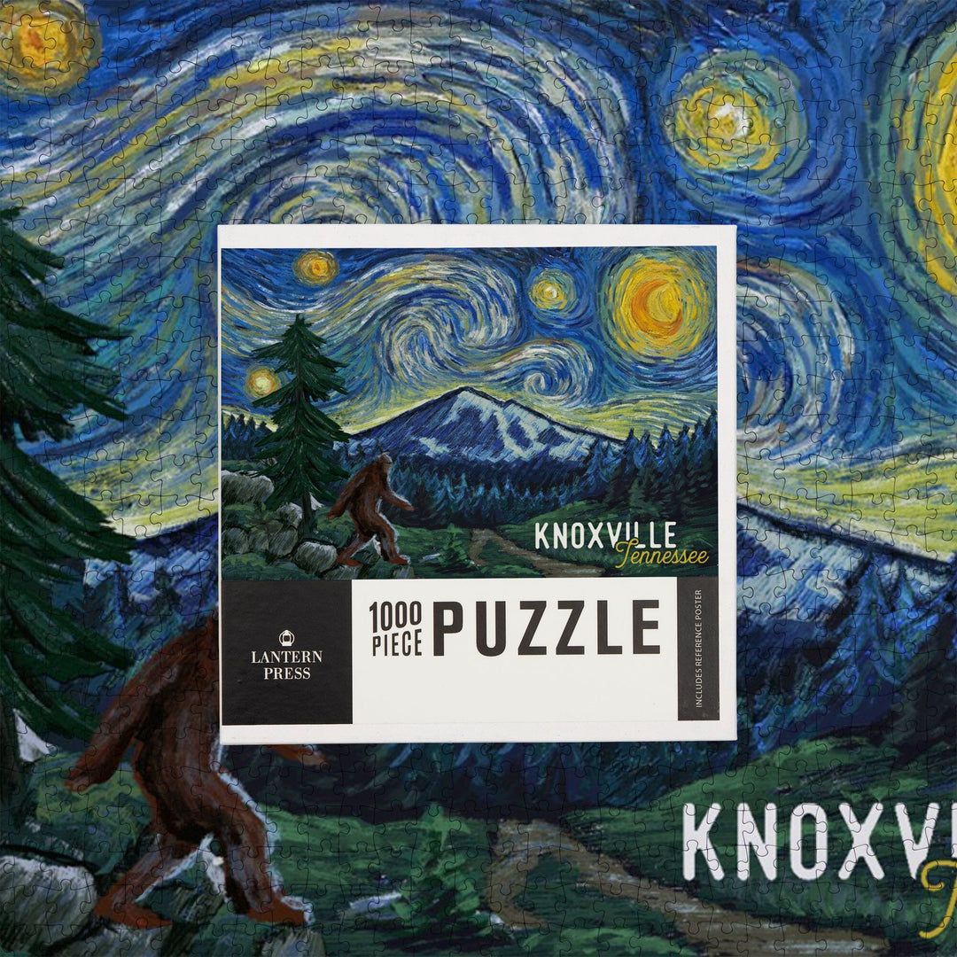 Knoxville, Tennessee, Bigfoot, Starry Night, Jigsaw Puzzle - Lantern Press